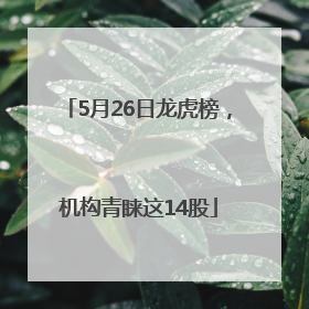 5月26日龙虎榜，机构青睐这14股