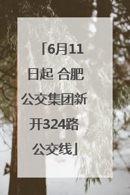 6月11日起 合肥公交集团新开324路公交线